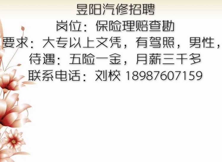 文山昱阳汽修招聘
